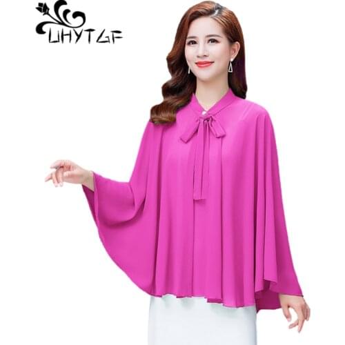 UHYTGF Elegant WomenPlus Size Sun Protection Clothing Solid Shawl Cloak Spring Summer Coat Thin Cardigan Female Tops Jacket 2041