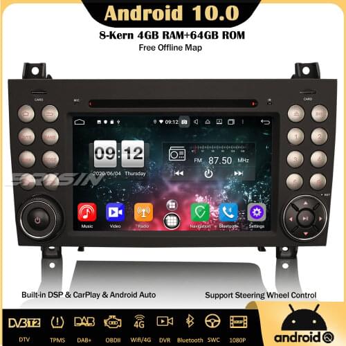 Erisin 8740 8-Core Android 10DAB+DSP Car Stereo CarPlay OBD GPS Wifi SWC Bluetooth DVR Canbus For Mercedes-Benz SLK-Class R171