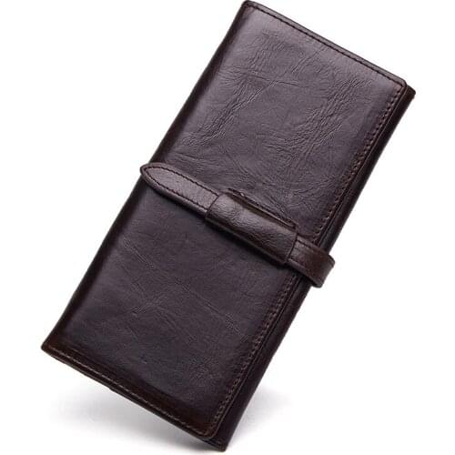 Hot high quality men wallet retro purse genuine leather male casual multi-card position wallets long business clutch bag