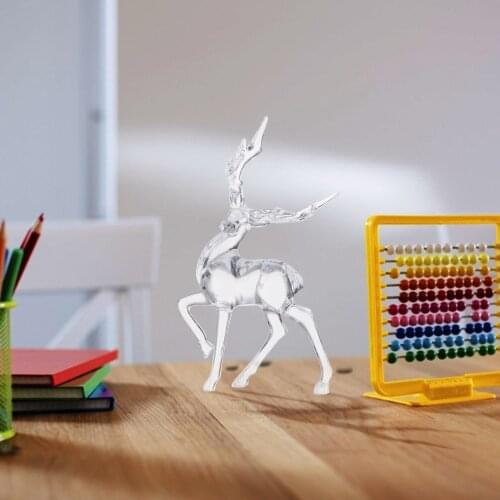Imitation Crystal Deer Elk Figurines Clear Animal Shaped Miniatures Transparent Sculpture Ornaments Home Office Desktop Decor