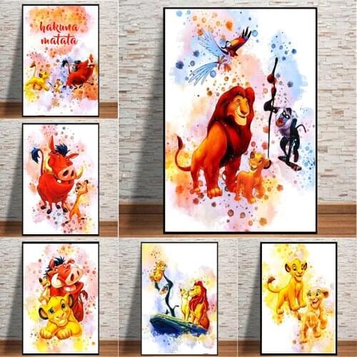 Disney Lion King Simba Canvas Painting For Kids Bedroom Decor Wall Art Cartoon Pictures For Home Design Art Canvas Poster