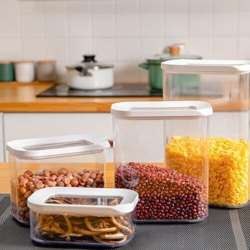 Kitchen storage box for whole grains, kitchen storage jar, transparent plastic storage jar can be used to store coffee and tea