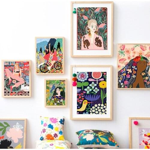 Colorful Abstract Fashionable Moroccan Girl Wall Poster Decorative Canvas Painting For Living Room Decoration Home Decor