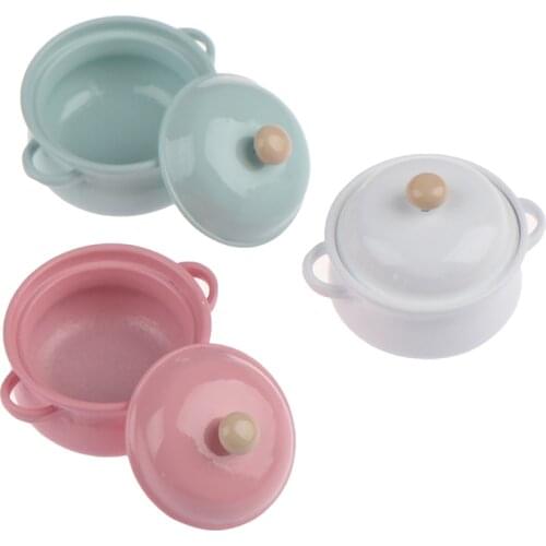 1Pcs 1/12 Dollhouse Miniature Accessories Mini Soup Pot Simulation Kitchenware Model Toys for Doll House Decor