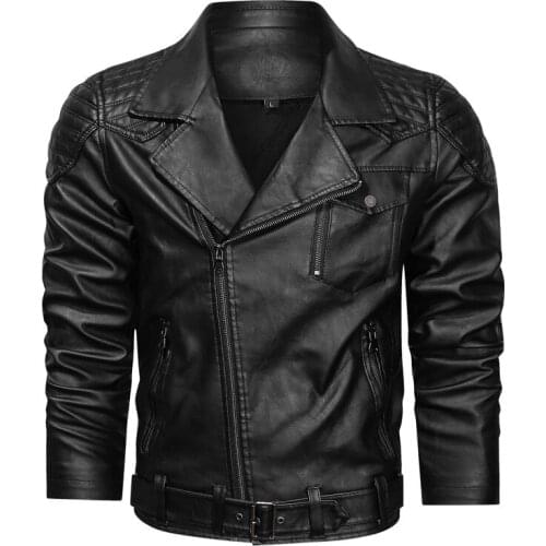 Mens Winter Pu Leather Fleece Jacket Vintage Motorcycle Jackets Male Biker Bomber Coats Fashion Fur Lined Warm Overcoat