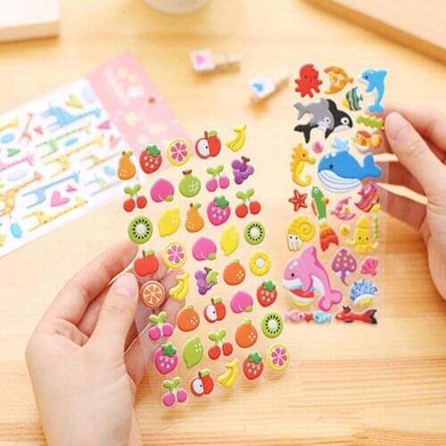 1pcs/ lot Puffy Bubble Fruits Animals PVC sticker3D Whales ZOO Fruit Scrapbooking Sticker Bullet Stickers