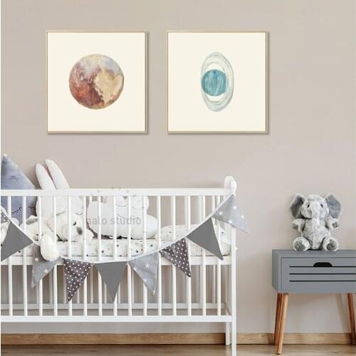 Solar System Planets Canvas Painting Earth Moon Venus Saturn Wall Art Poster Educational Poster for Kids Child Living Room Decor