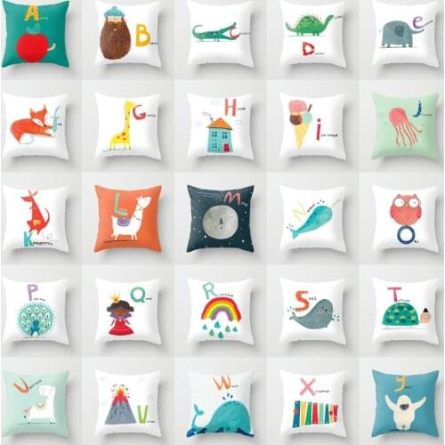 Nordic Alphabet Drawing Sofa Backrest Cushion Office Lumbar Cushion Waist Cushion Office Pillow Cover