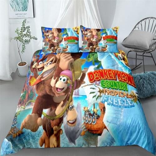 Popular monkey kong switch game bedding set single twin double queen king cal king size bed linen set
