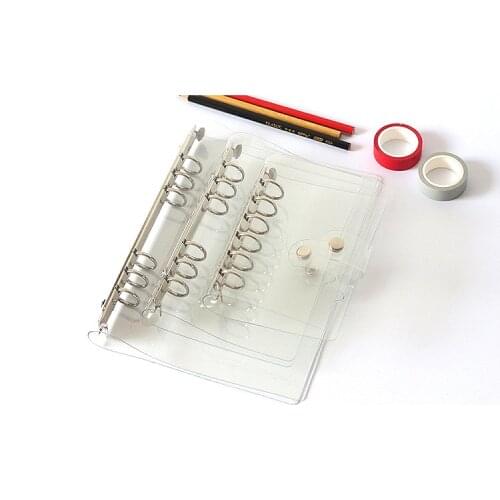 PP Plastic Clip File Folder with button Transparent Notebook Journal Loose Leaf Ring Binder Diary Planner Cover A5 A6 A7 School