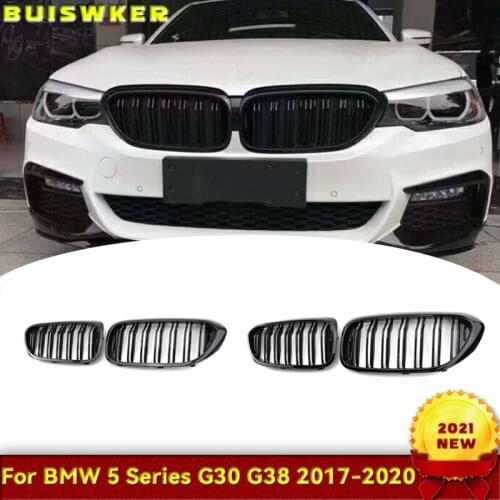 1 Pair Front Kidney Grille for Bmw New 5 Series G30 G38 2018-2019 Grille Gloss Black Front Bumper Slat Grill