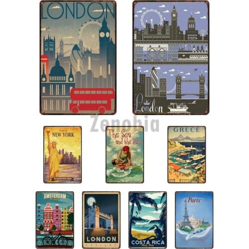 Retro Vintage New York City Classic Vintage Tin Sign Metal Plate Iron Poster Wall Bar Decoration Restaurant Home Art Craft Decor