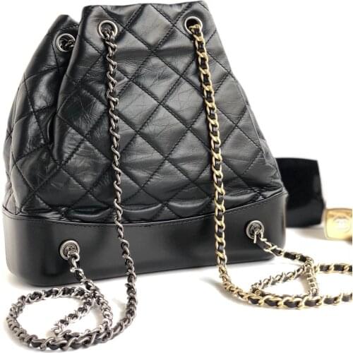 Luxury famous designer woman chain backpack bag import genuine lambskin leather lady bucket purse