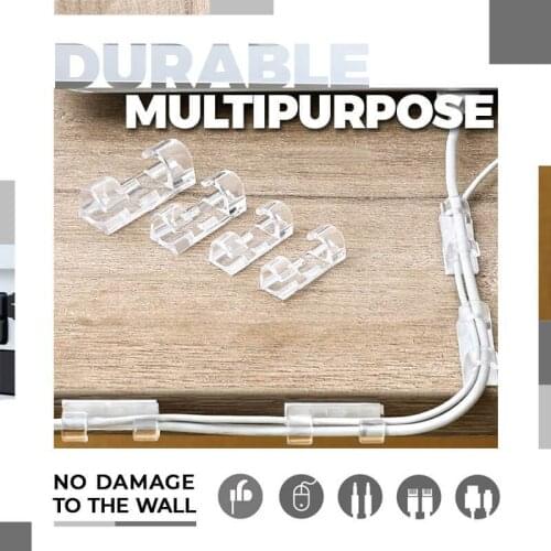 Self-adhesive Car Cable Organizer Fixing Clamp Workstation Clips Cord Management Holder USB Charging Data Line Cable Winder