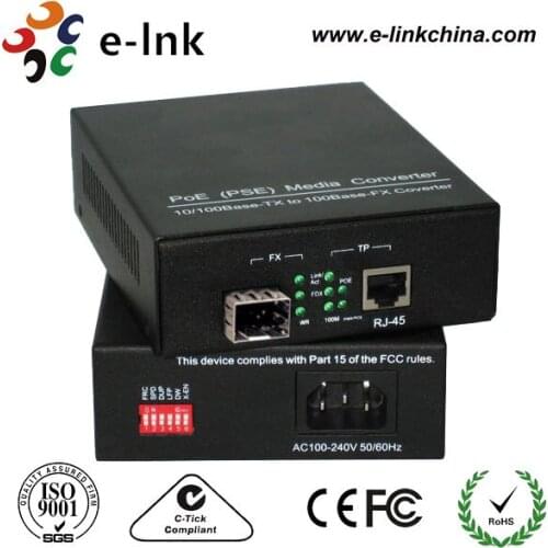 SM Dual Fiber 20km 10/100/1000Mbps 30W PoE Media Converter Internal Power Supply