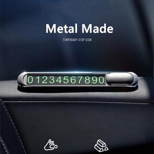 Car Styling Temporary Parking Card Metal Alloy Texture Auto Reservation Number Plate Sticker for BMW Mercedes-benz Audi Honda
