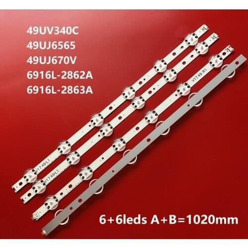 Led backlight strip for L G 49UV340C 49UJ6565 49UJ670V V17 49 R1 L1 ART3 2862 2863 6916L-2862A 6916L-2863A