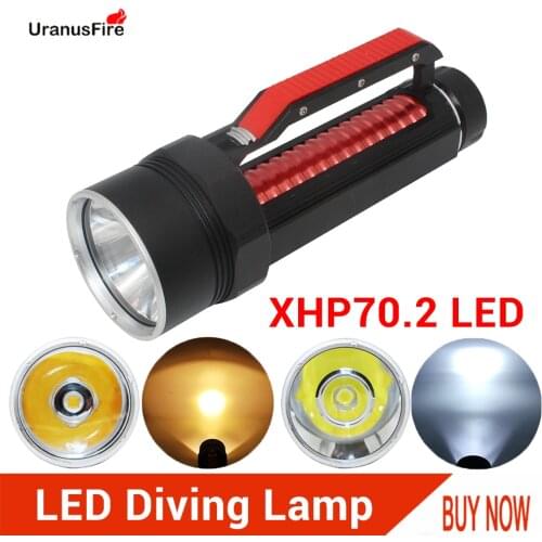 High Lumens LED Flashlight XHP70.2 Diving Flashlight Torch 26650 32650 XHP70 Yellow/White Light Spearfishing led Diving Lamp