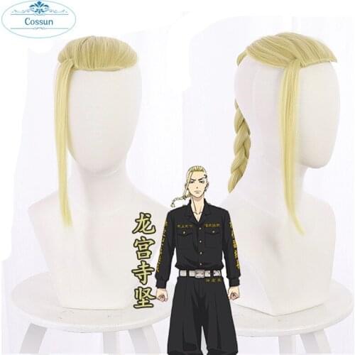 Tokyo Revengers Ryuguji Ken Cosplay Wig Twist Braid Short Wig Men Fiber Hair 45cm Length