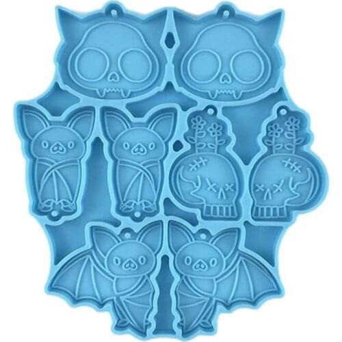 Halloween Decoration Bat Earrings Silicone Mold DIY Mirror Skull Pendant Ornaments Epoxy Resin Mold