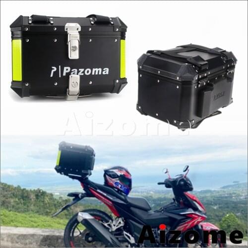 Universal Motorcycle Aluminum Alloy Top Box 42L Rear Trunk Storage Case Topbox For Harley Suzuki Street Bike Scooter Dual Sport