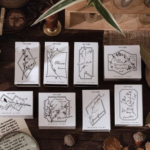 Vintage Tree Branch Grass Leaf Decoration Stamp Wooden Rubber Stamps For Scrapbooking Stationery DIY Craft Standard Stamp