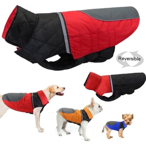 Waterproof Pet Dog Clothes Reflective Winter Dog Jacket Vest Reversible Coat French Bulldog Clothing For Small Medium Large Dogs