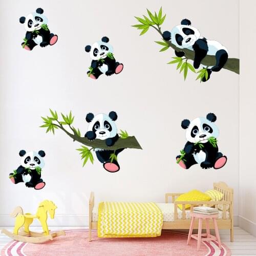 Fun Bamboo Panda Wall Sticker for Living Room Bedroom Childrens Room Mounted Environmental Protection Removable Deck