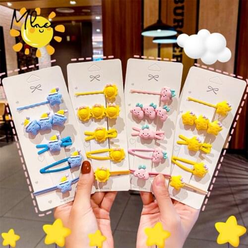 5pcs/set Hairpin&hairband Set Cute Girls Broken Hair Side Clips Cartoon Star Sun Kid Hair Accessories New Children Decorations
