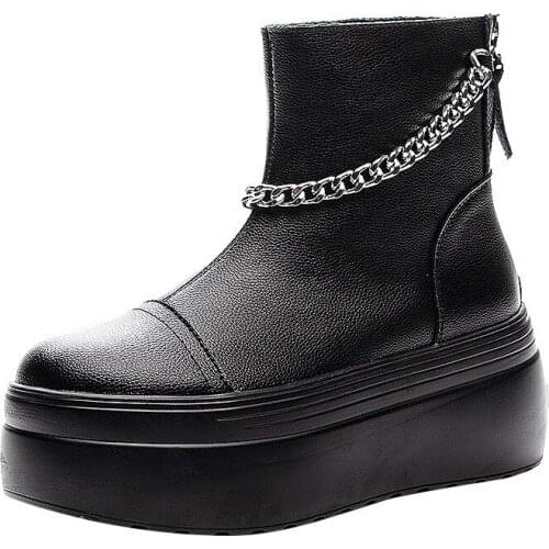 2021 Autumn Winter 8cm Super Thick Sole Heel Platform Boots Wedge Shoes Chunky Women Winter Boot Ankle Booties Zipper White