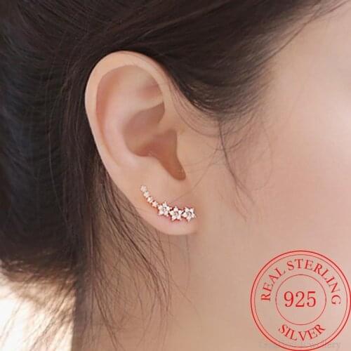 925 Silver Women Earrings Star Zircon Stud Earrings Fashion Girl Gifts Jewelry Hot New Wholesale