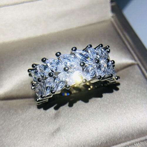 Ajojewel 2021 Shiny Zircon Cocktail Ring Luxury Bohemian Plant Jewelry Rings For Women Band Bague Femme