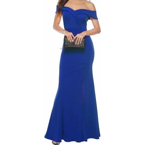 2021 Summer Sleeveless Women Dress Slash Neck Elegant Off Shoulder Split A-Line Solid Color Maxi Dress Ladies Clothing for Party