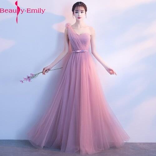 Beauty-Emily Elegant Lace Up Back Evening Dresses 2021 Long Dust Pink Party Gowns with Bow O Neck Wedding Guest Vestido