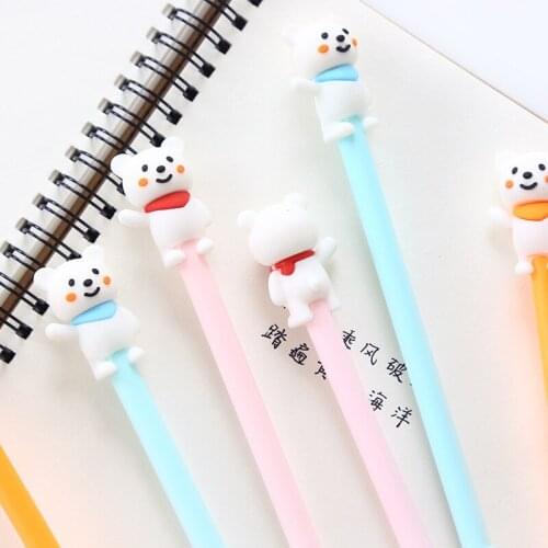 1 Pcs Cute Bear 0.5mm Gel Pen Kawaii Student Signature Pens School Stationery Gift Office Writing Supplies