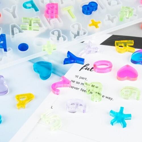 13MC 2 Pcs Alphabet Crystal Epoxy Resin Mold English Letters Number Pendant Keychain Casting Silicone Mould DIY Crafts Jewelry