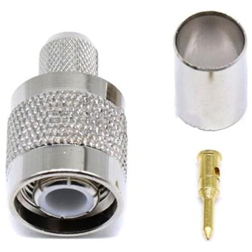 2pcs TNC Male Plug RF Coaxial Connector Crimp For RG6/ LMR300 Cable Adapter 50 Ohm