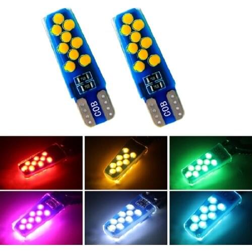 200pcs W5W LED Bulbs 194 168 T10 COB 18SMD Silicone Car Clearance Wedge Lamp License Light Multi Color Auto indicator Bulb 12V