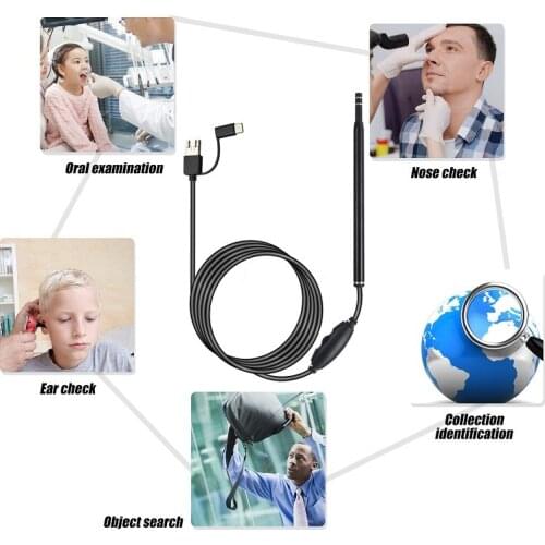 5.5mm 3 in 1 Ear cleaning camera android endoscope camera 2m wire usb borescope type-c ear otoscope ophthalmoscope otoscope