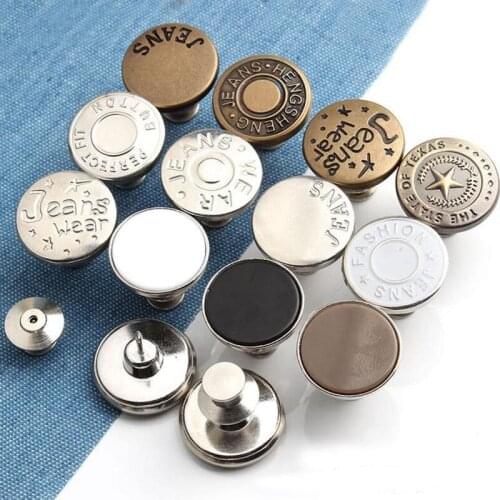 5pcs Replacement Jean Buttons Clothing Jeans Easy Clip Snap Button Adjust Pin Button Perfect Fit DIY Sewing Clothes Accseeories