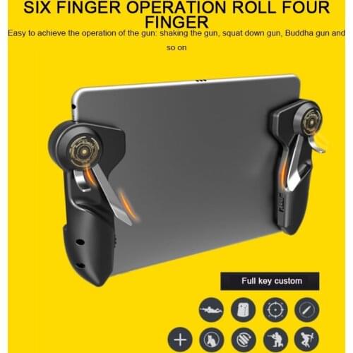 Six Finger Tablet Pubg Mobile Gamepad Gaming Trigger Shooter Controller Joystick for Ipad Mini 5 Pubg Controller Tablet Triggers