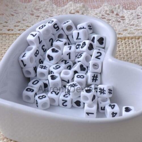 6X6mm 400Pcs Mixed white Acrylic number square Beads Spacer Beads For Jewelry Making YKL0190