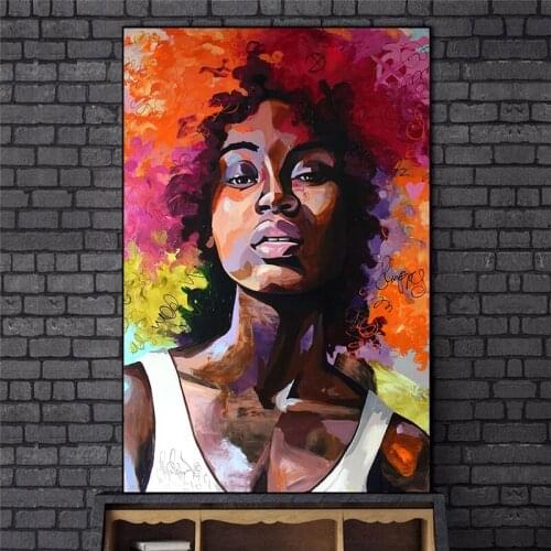 Abstract African Woman Portrait Canvas Posters And Prints Graffiti Street Art Canvas Paintings On the Wall Pictures Home Decor