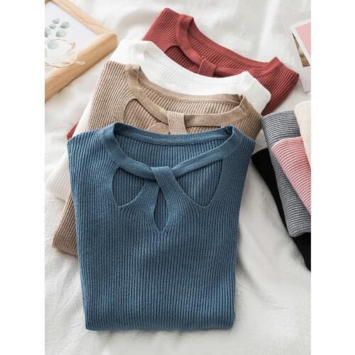 AOSSVIAO 2021 Basic Hollow Out Women Sweaters Autumn Winter Tops Slim Women Pullover Knitted Sweater Jumper Soft Warm Pull