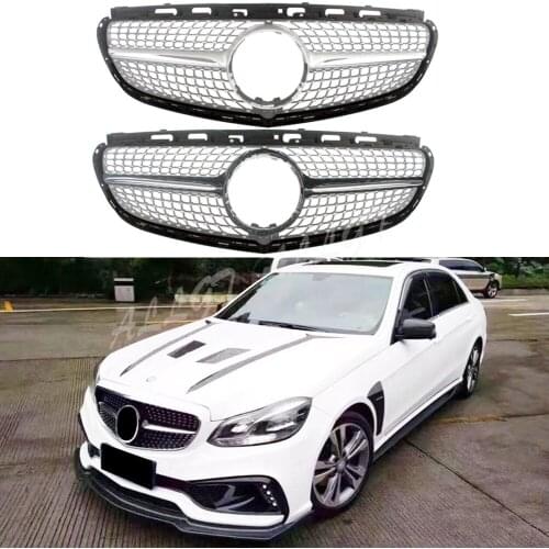 Car Front Gill Bumper Upper Grille Fit for Mercedes Benz W212 E-Class 2014 2015 Diamond Silver Black