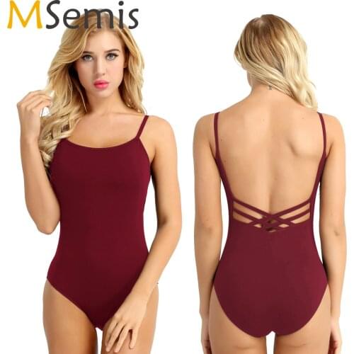 Ballet Leotards for Women Adult Dance Camisole Gymnastics Leotard Black Clothes Sexy Open Back Ballet Costume Bodycon Leotard