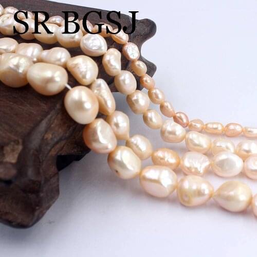Free Ship 5-6mm 7-8mm 9-10mm 10-11mm DIY Games Pink Baroque Potato Freshwater Pearl Beads Strand 14inch