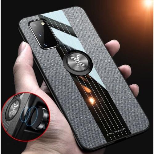 Ikrsses For Samsung Galaxy S20 Plus Simple cloth texture car magnetic bracket Phone Case For Galaxy S20 Ultra TPU frame Cover