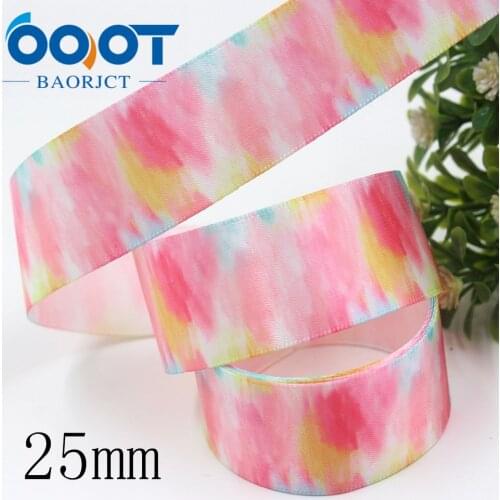 I-191002-2289,1 inch 25MM 10 yards Colorful Splashing ink Printed Polyester Ribbon,bow cap DIY accessories decorations