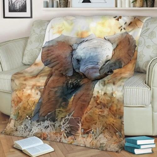 Baby Elephant Flannel Throw Blanket 3D Printed Keep Warm Sofa Child Blanket Home Decor Textiles Dream Family Gift